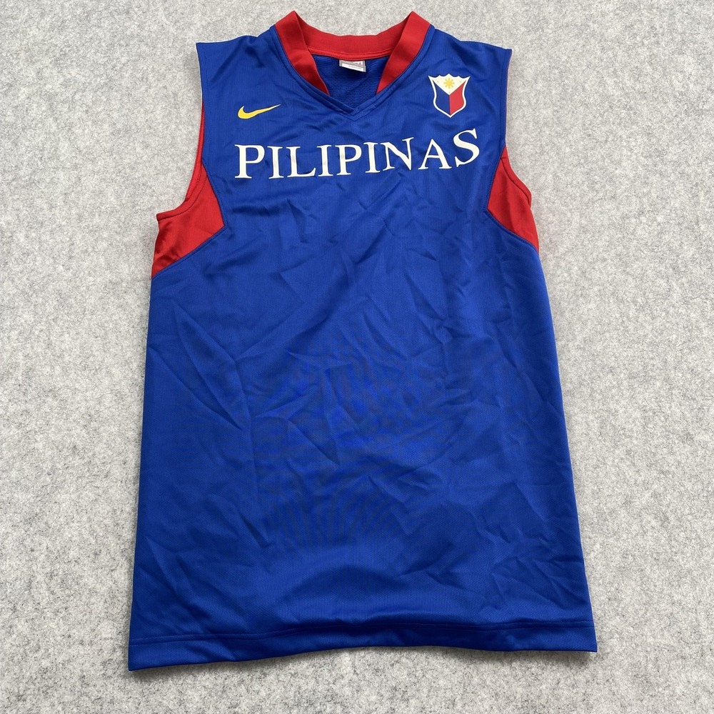 Philippines Pilipinas Jersey Mens Medium Blue Basketball Nike FIT DRY Sleeveless